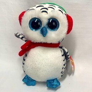 Ty Beanie Boos Nester The Owl - Black/White/Blue/Red, w/Tags, 2018